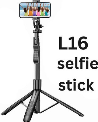EVAAENTERPRISES Selfie Stick L16 Compatible with all Smartphones Bluetooth Selfie Stick(Black, Remote Included)