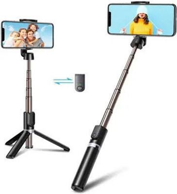 SHOP EXCITING Selfie Stick with Remote, 3-in-1 Multifunctional Selfie Stick, Tripod, Monopod Stand & Mobile Stand Compatible with All Mobile Phones Selfie Stick Bluetooth Selfie Stick(Black, Remote Included)
