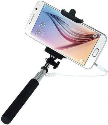 Gadget Zone Selfie Stick, Extendable Selfie Stick with Portable, Lightweight, Compatible with All Smartphone and Mobile Cable Selfie Stick(Black, Remote Included)