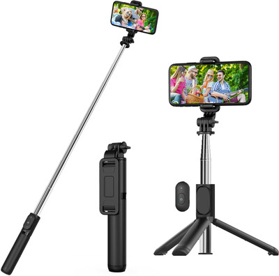 USTINE Selfie Stick Bluetooth, Extendable Selfie Stick with Wireless Remote and Tripod Stand Selfie Stick Bluetooth Selfie Stick(Black, Remote Included)
