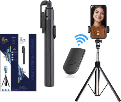 YCHROZE Y17 Selfie Stick Tripod expandable features Bluetooth Selfie Stick(Black, Remote Included)