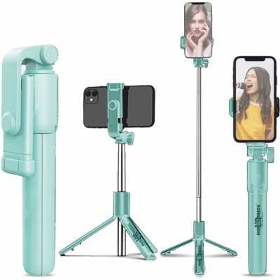 Pick Ur Needs Bluetooth Selfie Stick(Blue, Remote Included)