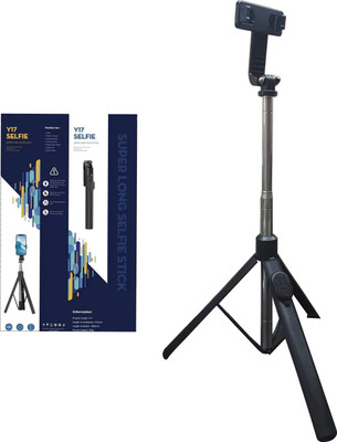 YCHROZE Y17 Selfie Stick Tripod expandable features Bluetooth Selfie Stick(Black, Remote Included)