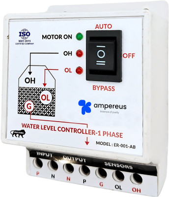 AMPEREUS Automatic Water Overflow Protection Controller for Tank with Auto On/Off System Wired Sensor Security System