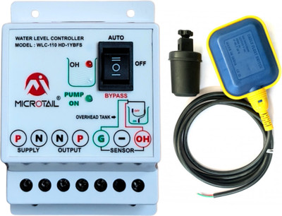 MICROTAIL Fully Automatic Water Level Controller 20 Ampere Capacity with Sensor Wired Sensor Security System