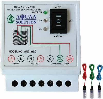 AQUAA SOLUTION Fully Automatic Water Level Controller & Indicator with 3 SS Sensors 1.5m Wire Wired Sensor Security System
