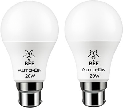 auto-on 20 W Basic Standard B22 LED Bulb(White, Pack of 2)