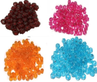 PUSHPA CREATION Plastic Matki Beads Sky Blue Rani Maroon and Orange Colour pack of 400 Multicolor Beads(300 g)