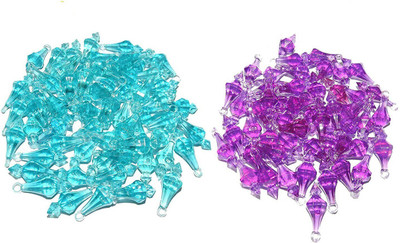 PUSHPA CREATION Macrame Latkan Gada beads Skyblue and purple pack of 100 Purple,blue Beads(200 g)