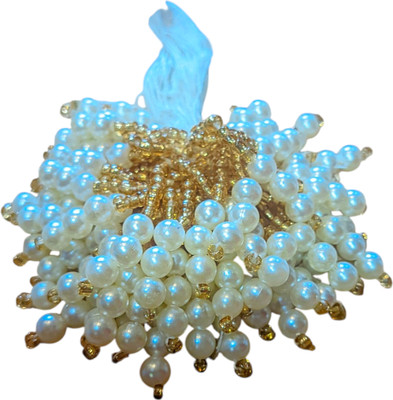 RKZARIWORLD White latkan moti beads for Jewellery Making set pack of 20 pic White, Golden Beads(1 g)