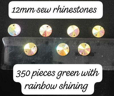 Salma Zari Arts 12 mm round shape golden rhinestone golden, rainbow polish Sequins(0.5 g)