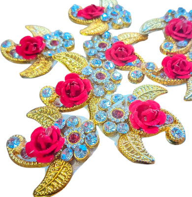 RKZARIWORLD Kari rose Beads for Jewellery Making and Decoration and Hand Crafted Pack of 10 Golden, Red Sequins(100 g)