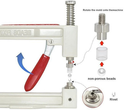 Raj Tailoring Prabhas Designs Pearl Beads Setting Machine with sample Beads and Rivets White Beads(20 g)
