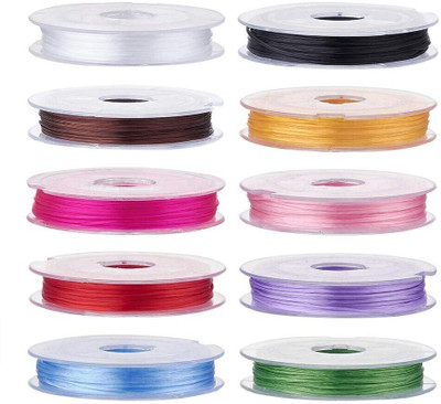 KRAFTMASTERS 10 Rolls Mixed Color Crystal Elastic Cord Strong Thread String 0.8mm MULTICOLOR Beads(100 g)