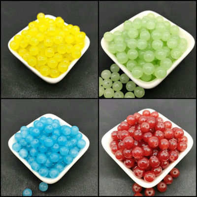 Beadsncraft Cherry 8mm Quartz Beads Combo Pack Of (200 Beads) For Crafting Red, Pale Green, Yellow, Sky Blue Beads(200 g)