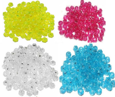 PUSHPA CREATION Plastic Matki Beads White Sky Blue Rani and Yellow Colour pack of 400 Multicolor Beads(300 g)