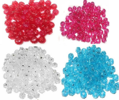 PUSHPA CREATION Plastic Matki Beads White Sky Blue Rani and Red Colour pack of 400 Multicolor Beads(300 g)
