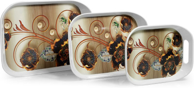 Vajilla Melamine Tray Set| Durable Scratch Resistant Food Safe Serving Trays for Home Tray Serving Set(Pack of 3)