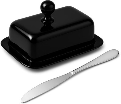 Depodeals Stainless Steel Butter box Dish with lid and 1 Knife (Knife Length - 21cm) Butter Dish Serving Set(Pack of 1)