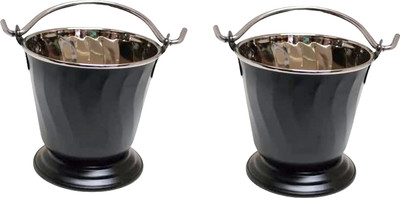 Dynore Black Matt Serving Bucket/Balti/Gravy Serving Bucket- Set of 2 Gravy Bucket Serving Set(Pack of 2)