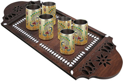pinkparifashion Wood Serving Trays for Coffee/Tea/Drinks Tray