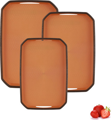 Trueware Oyster Plastic Serving Tray Platter Rectangular Shape Tray Serving Set(Pack of 3)