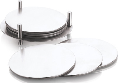 Dynore Round Steel Coaster Set(Pack of 6)