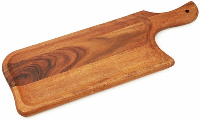 AURKA 15.5 x 5.2 Inch Handcrafted Brown Acacia Rectangular Wooden Serving Platter Tray Serving Set(Pack of 1)