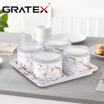 Gratex CLASSY WAVES ROUND 4PCS. WHITE Bowl, Tray Serving Set(Pack of 1)