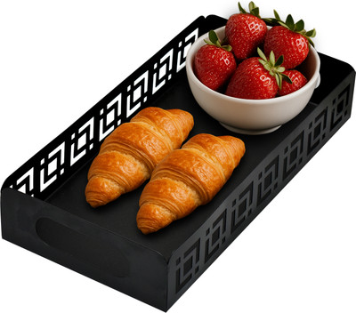 SHR Enterprises Metal Serving Tray | Multipurpose Rectangle Breakfast & Snacks Tray Tray Serving Set(Pack of 1)