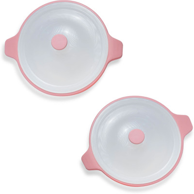 Lumiset Modular Plastic Serving bowl set with lid and spoon|Microwave & dishwasher safe Bowl Serving Set(Pack of 2)