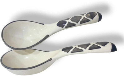 Your Local Store Ceramic Serving Spoon Set Of 2 / Long Handed Serving Spoon / Server Set Spoon Serving Set(Pack of 2)