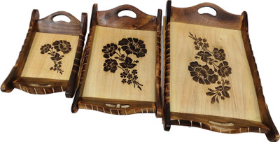RAGIBDECOR Wooden Tray | Kitchen Tray/ Design Decorative Plate/ Serving Tray for Home Tray Serving Set(Pack of 1)