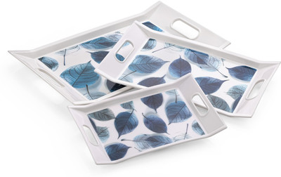 Luxe Set of 3 Printed Serving Trays with Handles – Multipurpose Plastic Trays Tray Serving Set(Pack of 3)