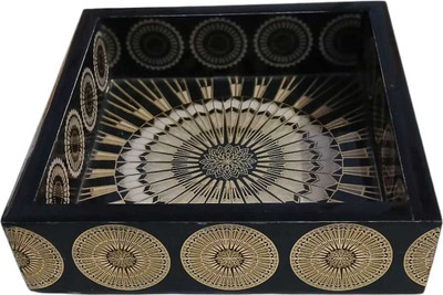 Safdar Enterprises Safdar Enterprises Decorative Tray Squre Shape Tray Serving Set(Pack of 1)