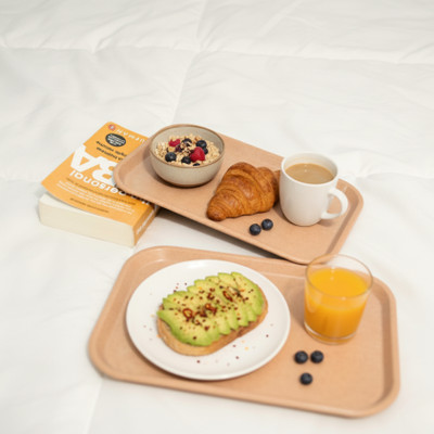 Pacing Grass Bamboo Serving Tray set of 2 | 30*20cm | Tray Set for Serving Tea/Coffee/Snacks Tray Serving Set(Pack of 2)