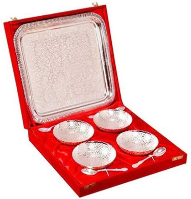 The Weston Choice Silver Plated Bowl Tray Set Tray, Spoon, Bowl Serving Set Bowl, Spoon, Plate Serving Set(Pack of 1)