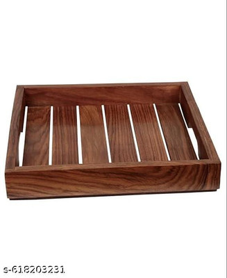 HRB Handicrafts HRB Handicrafts Wooden Serving Tray In Indian Rose Wood (10 x 10 Inch) Tray Serving Set(Pack of 1)
