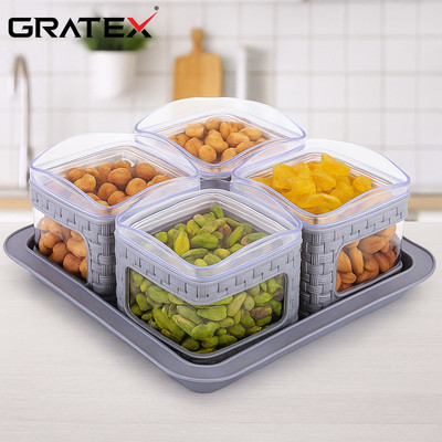 Gratex SUN SHINE SQUARE GREY 4PCS. SET Bowl, Tray Serving Set(Pack of 1)