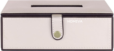 Homiva HOMIVA Cream Leatherette Tissue Holder Container Serving Set(Pack of 1)