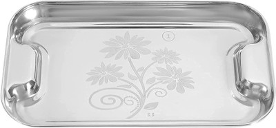 Allwin Light Weight Designer Steel Tray With Elegant Flower Design Tray Serving Set(Pack of 1)
