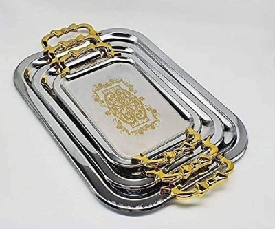 NUSELL stainless steel 3 pcs tray set Tray Serving Set(Pack of 3)