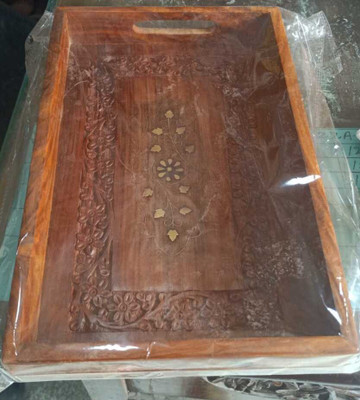 RAGIBDECOR HOME Wooden Brown RectangularTrays for Serving Tray Serving Set(Pack of 1)