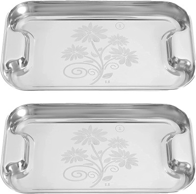 Allwin Elegant Design Steel Tray Steel Serving Tray Combo Platter Tray Tray Serving Set(Pack of 2)