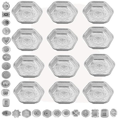 SAI PRASEEDA Decorative Non Metallic Silver Finish Serving Plates (18 x 18 x 5 cm)-Pack of 12 Tray Serving Set(Pack of 12)
