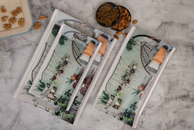 swift international Melamine Printed Tray Serving Set(Pack of 3)