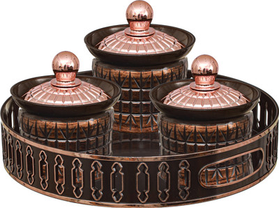 Trueware VENICE Luxury Serving Set 3 Container with Tray Container, Tray Serving Set(Pack of 4)