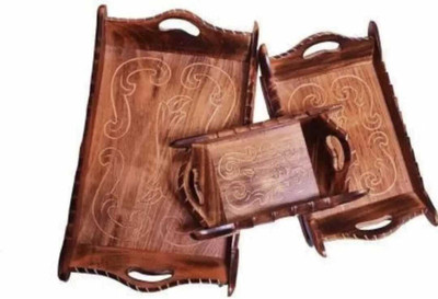 Habit Hom Serving Tray Set of 3 Pcs Tray Serving Set(Pack of 3)