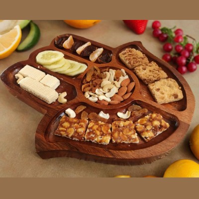 Bhumatha mango wood hamsa serving tray platter Chip & Dip Tray Serving Set(Pack of 1)