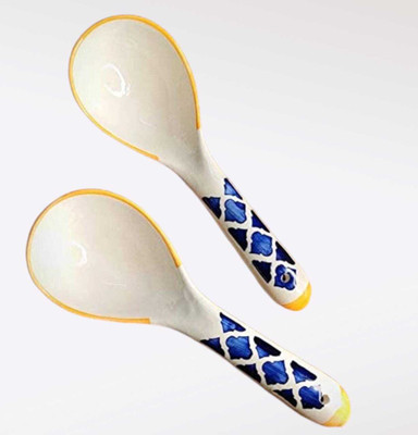 Your Local Store Ceramic Serving Spoon Set Of 2 / Long Handed Serving Spoon / Server Set Spoon Serving Set(Pack of 2)